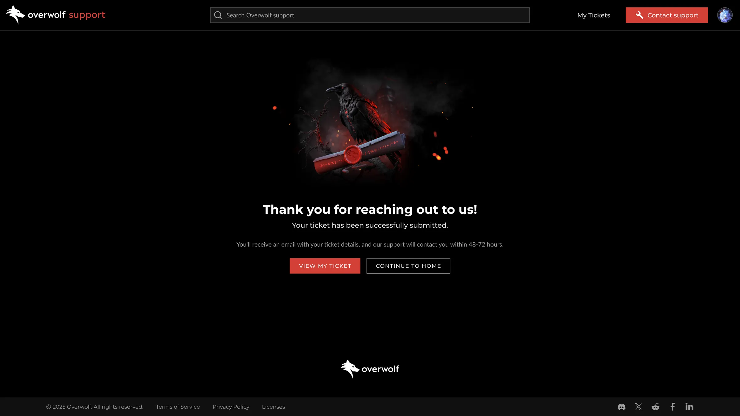 The redesigned confirmation page.