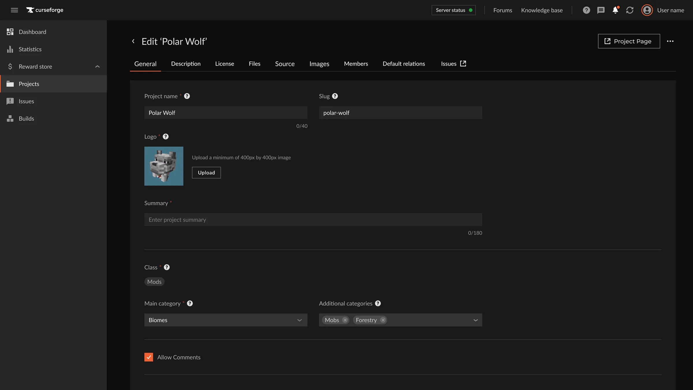 The old CurseForge console, in a second design language.
