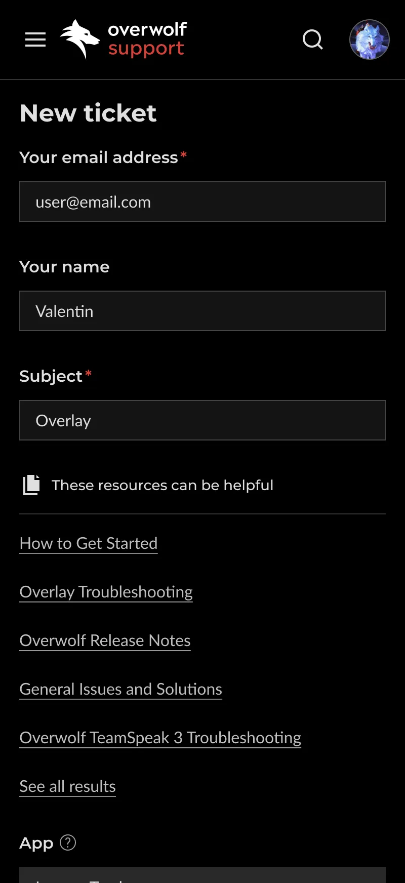 The redesigned ticket form on a phone.