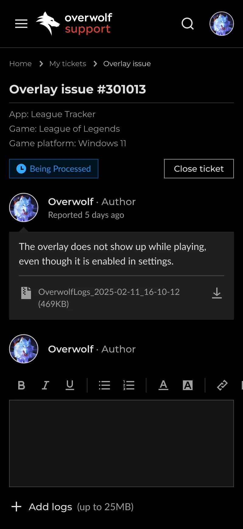 The redesigned open ticket page on a phone.